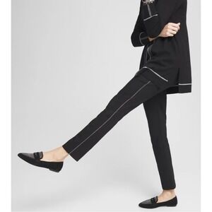 Chico's So Slimming 360 Brigitte Beaded Side‎ Slim Ankle Pants Black Size 6R NWT